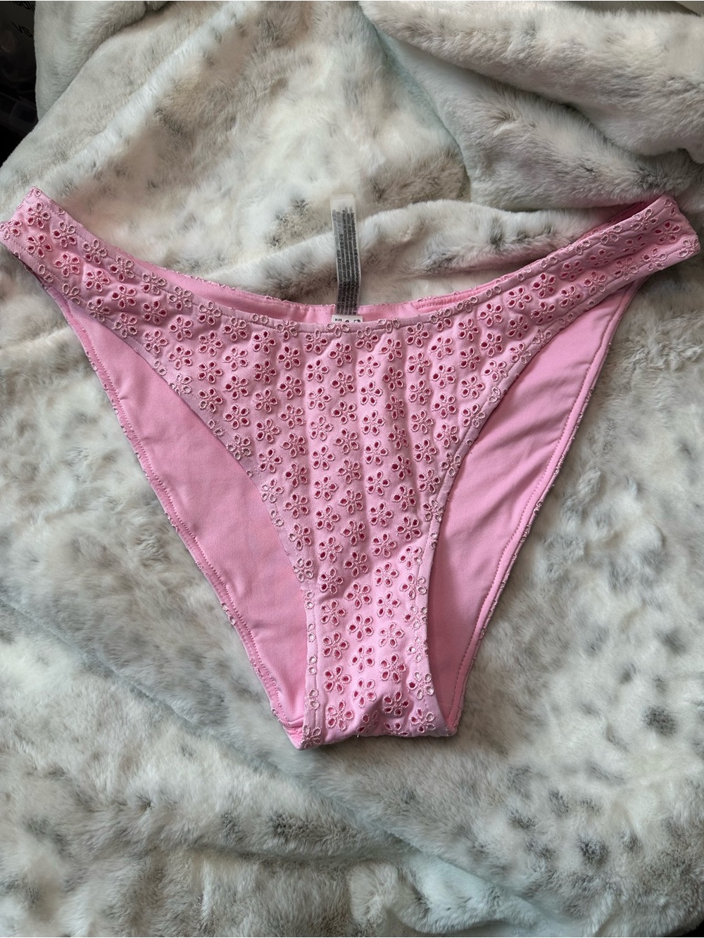 Victoria’s Secret Women's Pink Eyelet Bikini Bottom- Soft Cotton Blend
